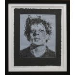Chuck Close (American, 1940-2021), Portrait of Philip Glass, Black & white photographic relief print