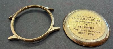 9ct Gold vintage watch case hallmarks of the inside of the outer casing. Both sections tested