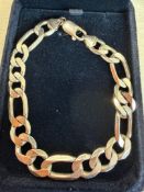 Jewellery: GOLD Curb bracelet 22cm, 24g good condition