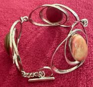 Jewellery : Ladies fashion bracelet white metal with large stones