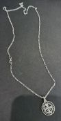Jewellery : Attractive silver Jerusalem pendant on a long fine silver chain 9.4g