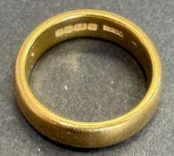 Jewellery : 22ct Gold Wedding band Size J-K thick heavy ring 7.47g, Clear English Hallmarks