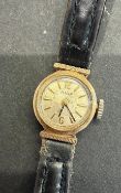 Small ladies vintage 9ct Gold cased wristwatch by AVIA, glass badly scratched clear hallmarks