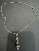 Jewellery Renni Machintosh style pendant hall marked CJL 925 and 925 silver chain, total weight 7.2g