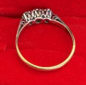 Jewellery: 18ct Gold triple diamond ring marked 18ct PLAT (assumed this is the platinum setting)