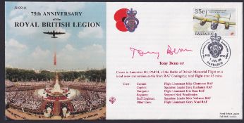 COLLECTABLE 1996 Royal British Legion cover signed by Tony Benn