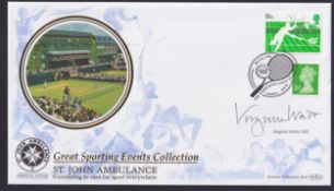 COLLECTABLE 1998 St Johns Ambulance Sporting Events Tennis cover, signed Virginia Wade