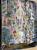 COLLECTABLE STAMPS Tin of modern used British Commonwealth off paper (1000's ) Mainly African