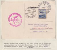 COLLECTABLE STAMPS 1936 Hindenberg cover, Berlin Olympics cachet 1st August 1936