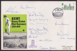 COLLECTABLE STAMPS 1970 Kent County Cricket 100th anniversary cover, team signed (13 signatures),