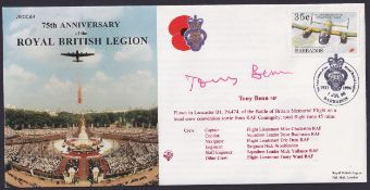 COLLECTABLE 1996 Royal British Legion cover signed by TONY BENN in Red