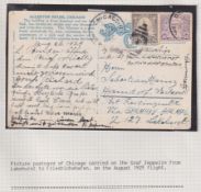COLLECTABLE STAMPS 1929 Lakehurst to Friedrichshafen picture postcard, Graf Zeppelin. 15c and 50c