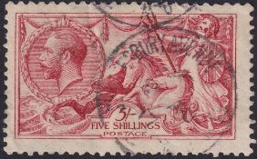 COLLECTABLE STAMPS GREAT BRITAIN 1915 5/- Bright Carmine fine used SG 409 Cat £400