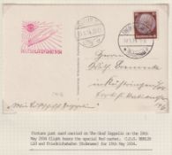 COLLECTABLE STAMPS Graf Zeppelin card 19th May 1934 Friedrichshafen (Bodensee), with red special