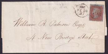COLLECTABLE STAMPS GREAT BRITAIN 1857 wrapper with Orange Brown Penny red SG 33 large crown