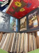 POSTCARDS Box of loose cards plus couple of old albums
