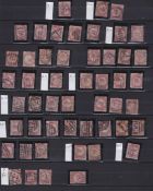 COLLECTABLE STAMPS GREAT BRITAIN Stock page of 1870 1/2d bantams used various plates
