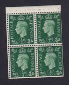 COLLECTABLE STAMPS GREAT BRIATAIN 1937 GVI 1/2d unmounted mint booklet pane of four sideways wmk