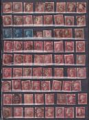 COLLECTABLE STAMPS GREAT BRITAIN Stock page of Penny Reds. Two Penny Blues etc mixed condition