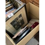 A box of cutlery and engravings