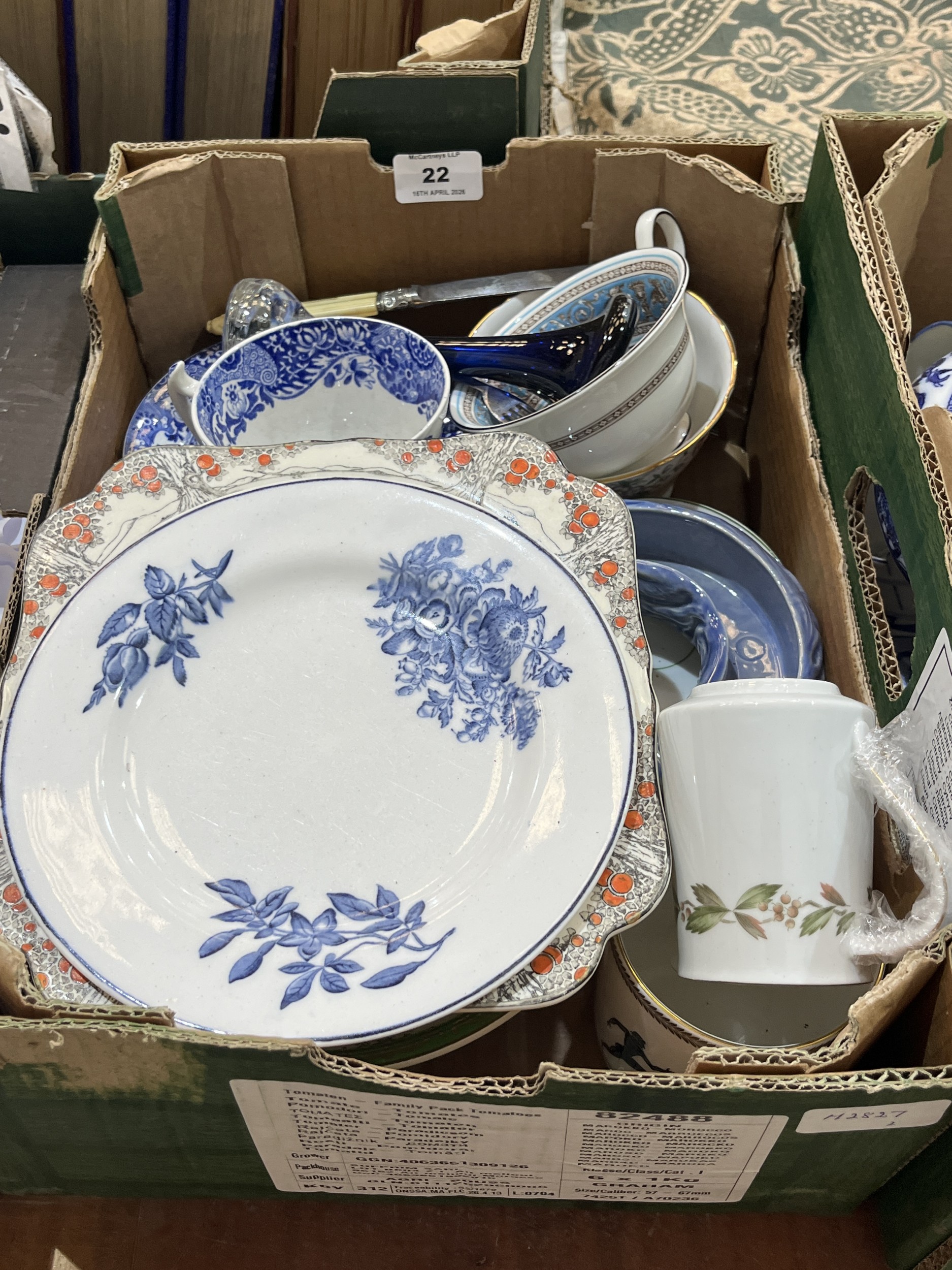 Two boxes of ceramics