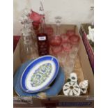 A box of ceramics and glassware