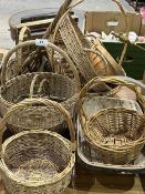 A trug basket and miscellaneous wicker baskets etc.