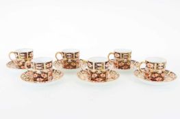 SET OF SIX ROYAL CROWN DERBY COFFEE CUPS AND SAUCERS, EARLY 20TH CENTURY