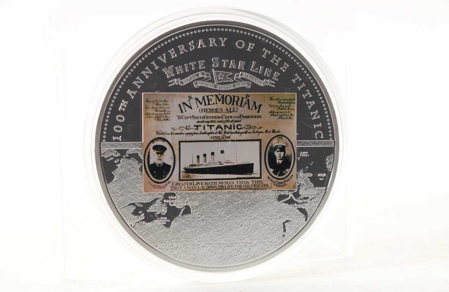 CONSTRUCTION, LAUNCH, SAILING AND SINKING OF THE R.M.S. TITANIC, FOUR OVERSIZED COINS - Image 2 of 12