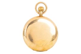 WALTHAM, GOLD PLATED POCKET WATCH WITH GOLD CHAIN AND SOVEREIGN CHARM
