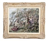 EDWARD ATKINSON HORNEL (SCOTTISH 1864 - 1933), AMONG THE CHERRY BLOSSOMS