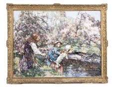 EDWARD ATKINSON HORNEL (SCOTTISH 1864 - 1933), BY THE RIVER IN SPRING