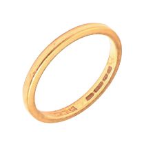 A 22ct gold wedding ring, 2.5g, size J Condition Report: Wear consistent with age