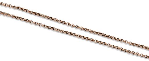 A gold muff chain, early 20th c, 124cm l unbroken, 10.8g Condition Report: Good condition