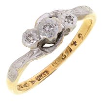 A diamond ring, gold hoop marked 18ct PLAT, 2.9g, size I Condition Report: Wear consistent with age