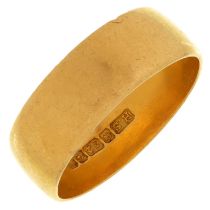 A 22ct gold wedding ring, size J, 4.3g Condition Report: Wear consistent with age
