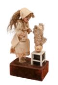 A French bisque headed musical automaton, almost certainly by Renou, late 19th c, with closed