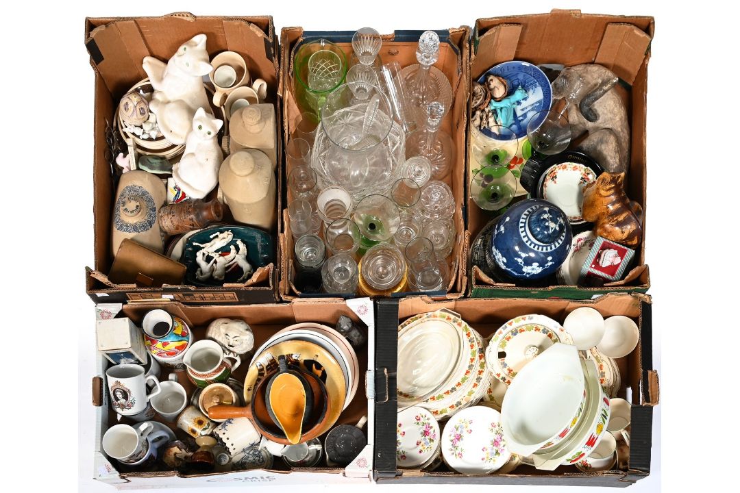 Miscellaneous 19th century and later ceramics and glassware including Chinese blue and white