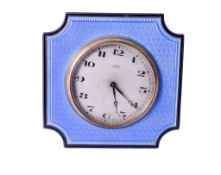 An early 20th century enamelled silver desk clock.