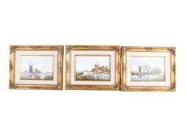 Keith W Hastings (1948)m three oil on board of windmills.