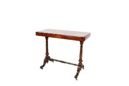 A Victorian twin pedestal burr mahogany side hall table.