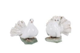 A pair of Rosenthal porcelain fantail dove figures.