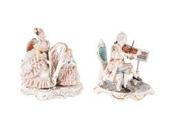 Two 20th century Dresden porcelain figures modelled as musicians.