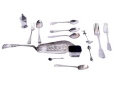 A small group of Georgian and later silver and white metal cutlery.