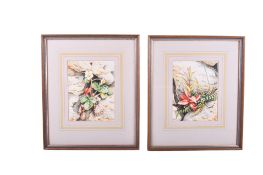 Two watercolour paintings of botanical subjects.