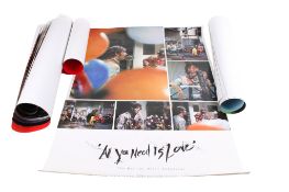 A collection of nine music posters, mostly The Beatles related.