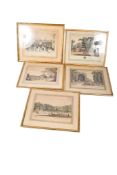 A group of five assorted 19th century coloured prints.