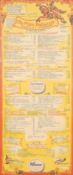 A vintage Air France Italian restaurant menu. Framed, 47cm x 104cm.