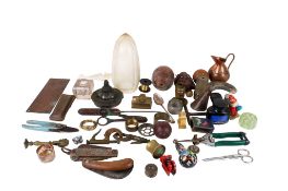 A collection of miscellaneous items. Including brassware, glass and collectables, etc.