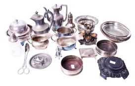 An assortment of Victorian and later silverplated items.